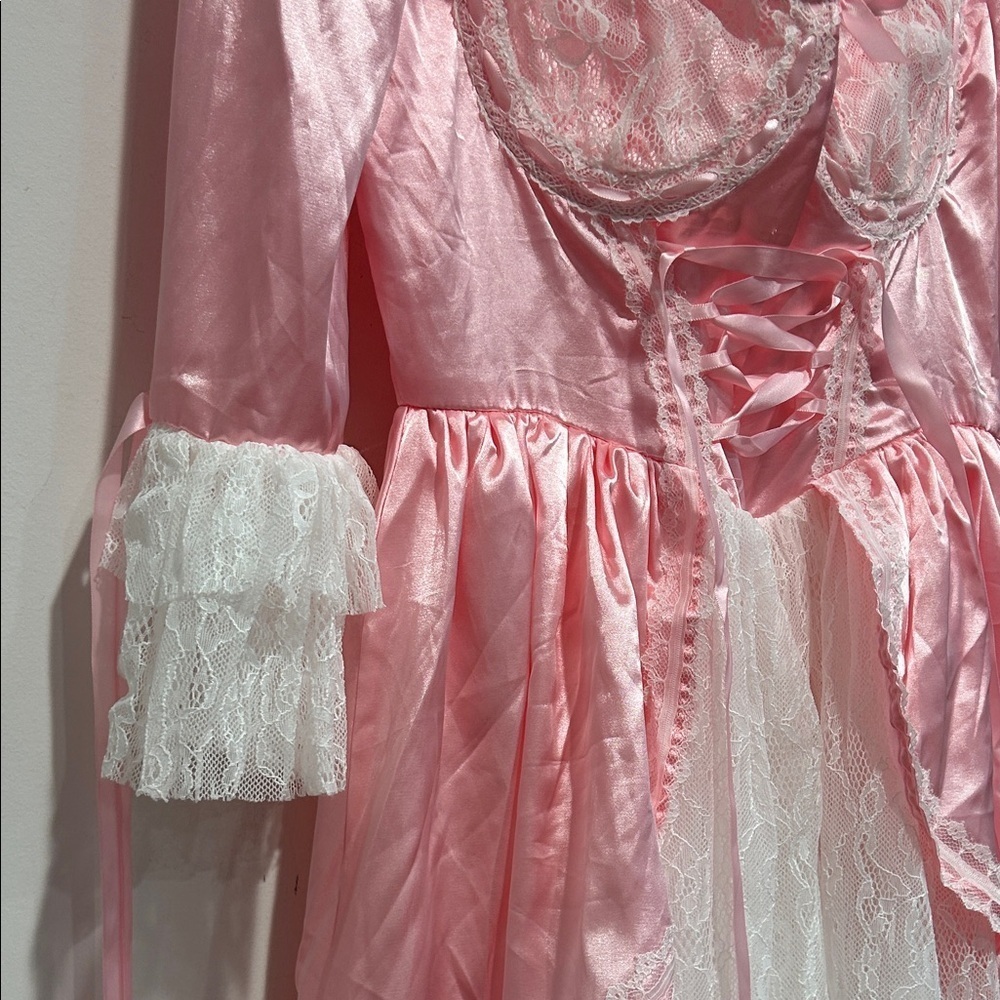 Dolls Kill Pink Satin white Lace French queen Mini Dress small women’s - Picture 3 of 7